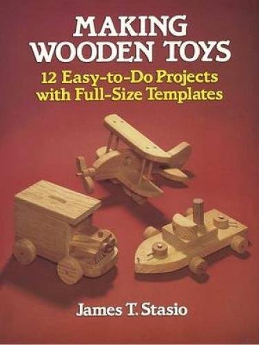 Book cover featuring handmade wooden toys: a truck, boat, and airplane.