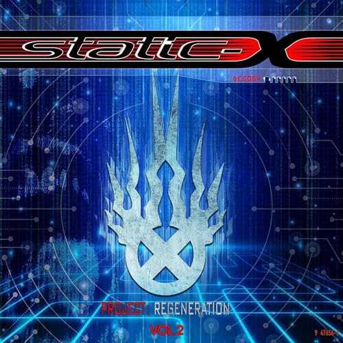 Static-X Project Regeneration Vol 2 album cover with a blue digital matrix background.