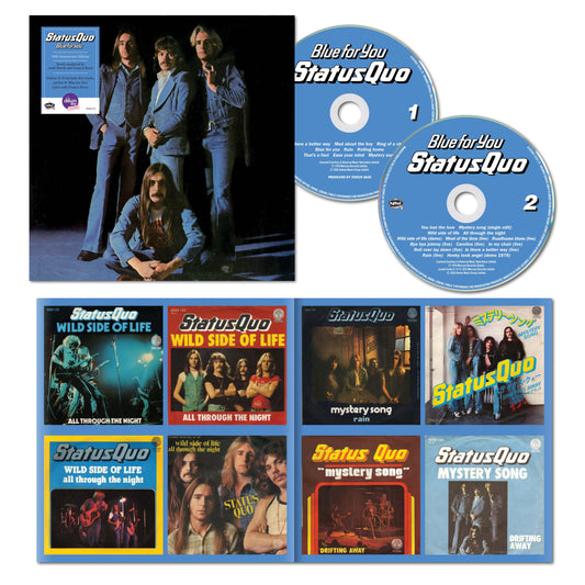 Status Quo “Blue For You” deluxe CD packaging with band photo and discs.