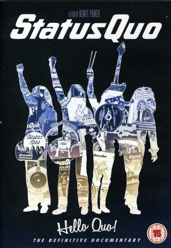 Status Quo DVD cover featuring band members filled with images.