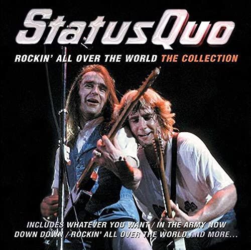Status Quo album cover featuring two guitarists performing live.