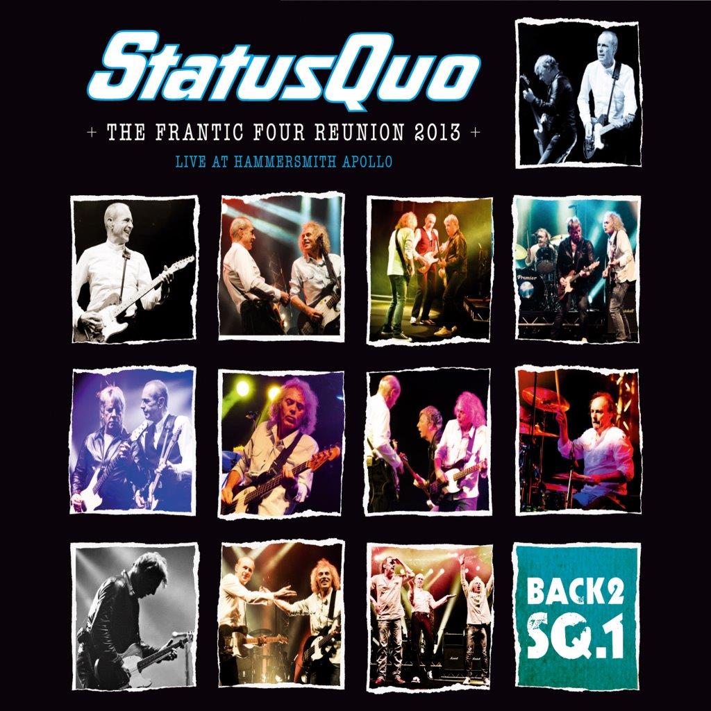CD cover featuring Status Quo band photos in a grid on a black background.