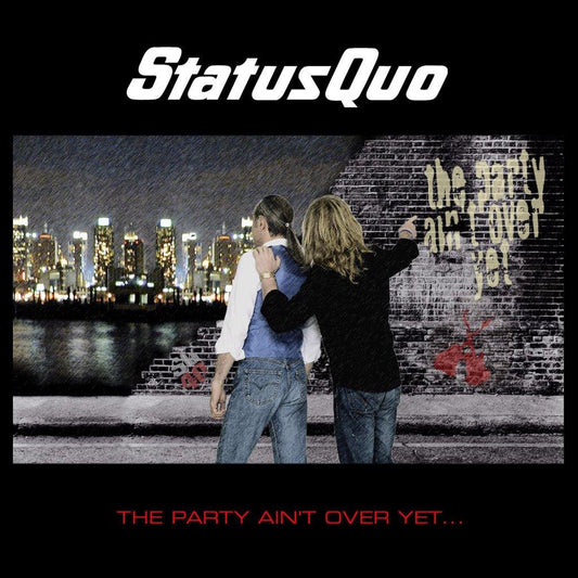 Status Quo album cover: two figures with a city skyline background.