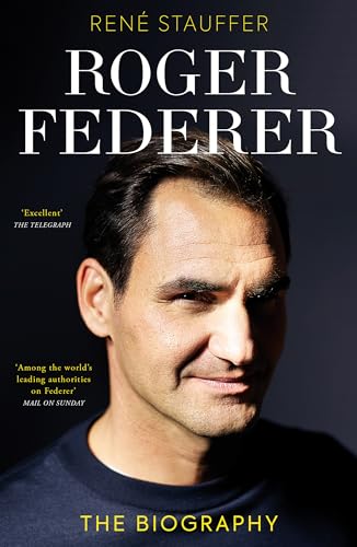 Book cover featuring a close-up portrait of Roger Federer.