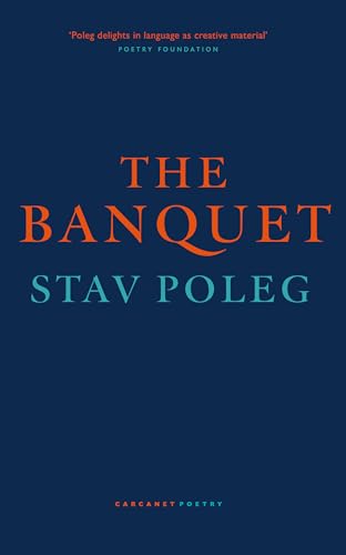 Book cover: "The Banquet" by Stav Poleg, dark blue background, red text.