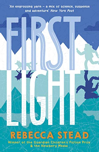 Book cover: "First Light" with silhouetted figures against a snowy, mountainous backdrop.