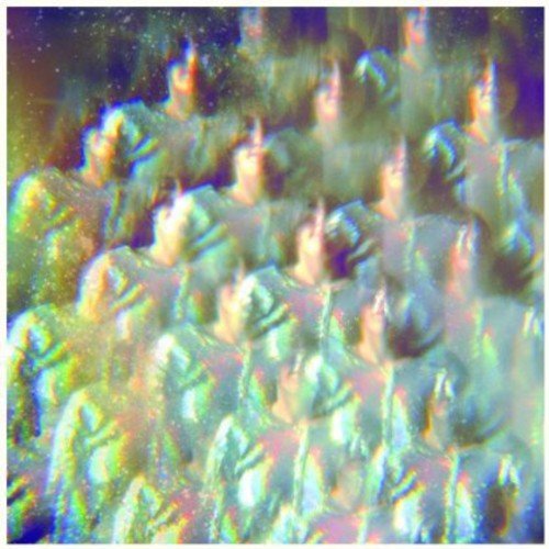 Abstract, colorful image of blurred figures with a sun-like glow.