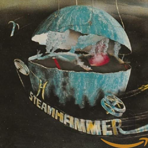 CD cover: cracked blue dome with mechanical parts and band name.