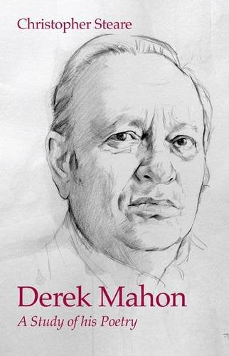 Book cover: pencil portrait of Derek Mahon, title "Derek Mahon.