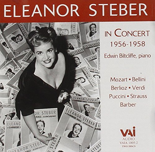 Eleanor Steber album cover, black and white photo with concert posters.
