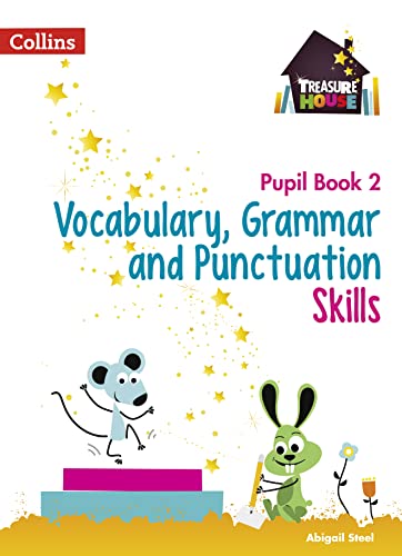 Pupil book cover with cartoon animals, text: "Vocabulary, Grammar and Punctuation Skills.