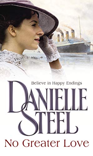 Woman in hat looking at a ship, book cover for "No Greater Love".