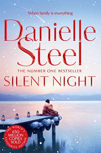 Book cover: “Silent Night” by Danielle Steel, featuring a snowy lakeside scene.