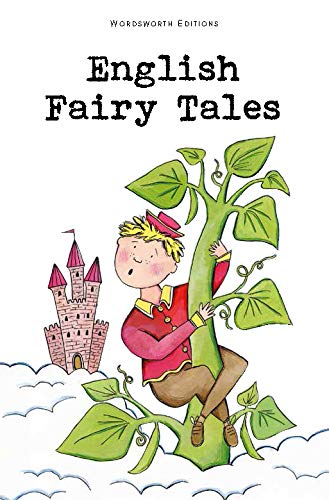 Book cover: "English Fairy Tales" with Jack climbing a beanstalk illustration.