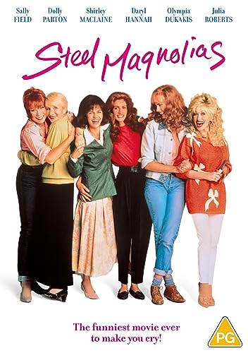 Steel Magnolias" DVD cover featuring six women in 1980s fashion.
