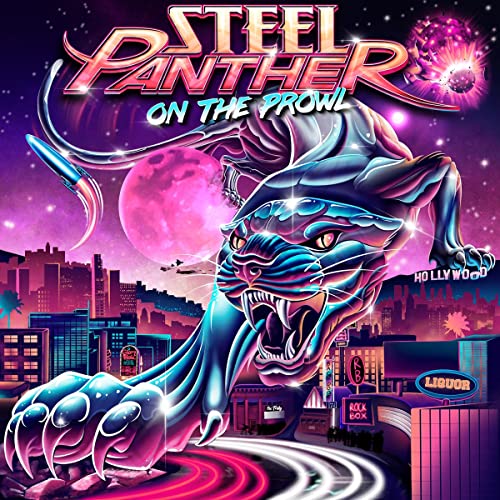CD cover for Steel Panther’s “On The Prowl” featuring a blue panther.