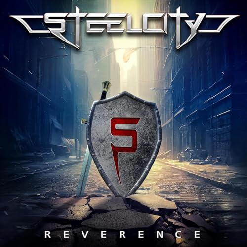 CD cover for Steelcity’s “Reverence” featuring a shield and sword image.