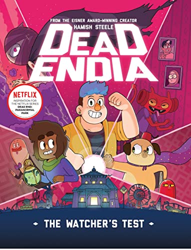 Graphic novel cover featuring cartoon characters, a haunted house, and the title Deadendia.