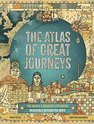 Book cover with illustrated explorers, maps, and large title text.