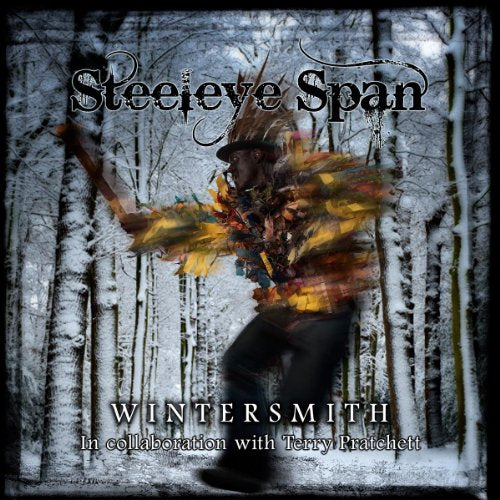 CD cover: Wintersmith figure in a birch forest, snowy background.