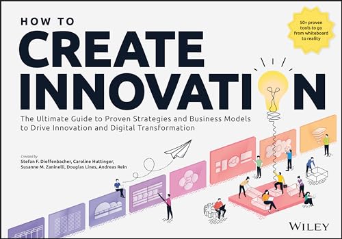 Book cover: “How to Create Innovation” with illustration of people and ideas.