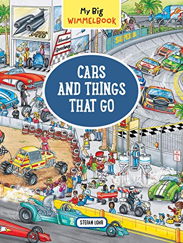 Colorful illustrated book cover depicting various cars and racing scenes.