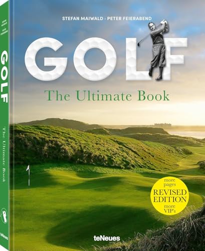 Book cover featuring a golf course landscape, a vintage golfer, and large white text.