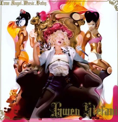 Album cover for Gwen Stefani’s “Love Angel Music Baby” featuring stylized portraits.