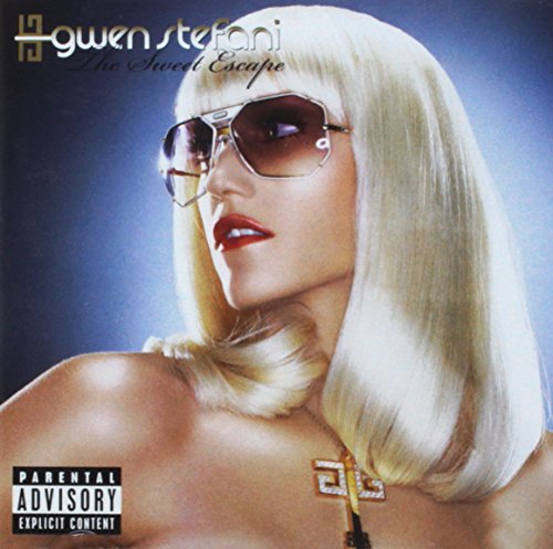 Gwen Stefani album cover, blonde hair, sunglasses, and red lipstick.