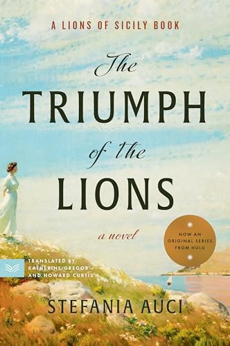 Book cover: "The Triumph of the Lions" with a coastal scene.