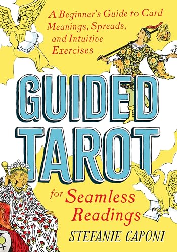 Book cover with illustrated figures and large blue "GUIDED TAROT" text.