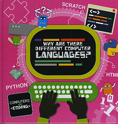 Book cover with cartoon robots and text about computer languages.