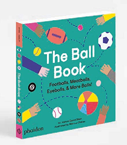 Teal book cover titled The Ball Book featuring various illustrated balls and hands.