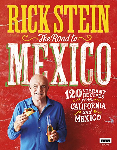 "Book cover featuring Rick Stein holding food and drink against a red background."