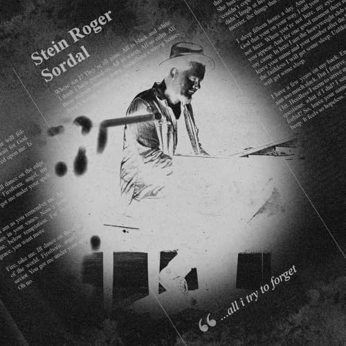 Black and white vinyl record cover featuring a man playing piano.