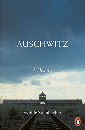 Book cover: "Auschwitz: A History" with image of camp entrance and railway.