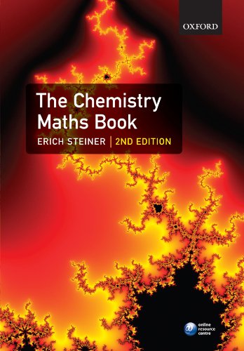 Book cover: "The Chemistry Maths Book," second edition, with fractal design.