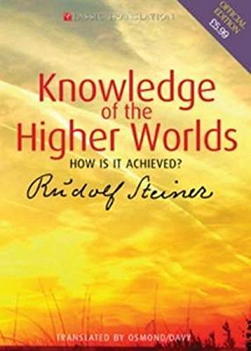 Book cover with orange and yellow sky, title "Knowledge of the Higher Worlds".