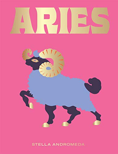 Book cover titled Aries with a stylized ram illustration on a pink background.