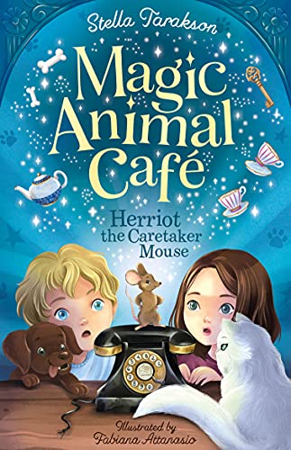 Book cover: children with animals, a mouse, and a vintage telephone.