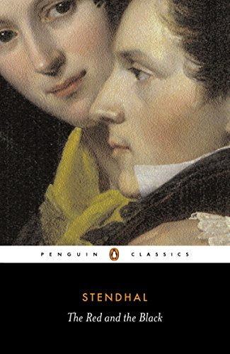 Book cover: painting of two faces, title "The Red and the Black.