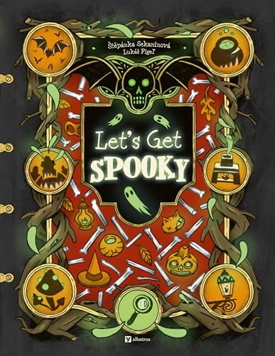 Book cover, "Let's Get Spooky," with Halloween imagery and a skull.