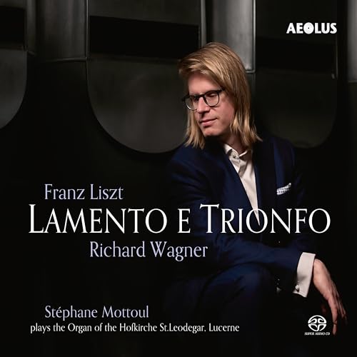 CD cover featuring Stéphane Mottoul, a pianist with blond hair, in a suit.