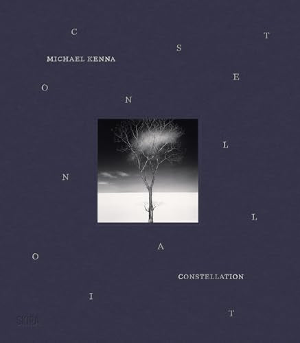 Book cover with a dark purple background, scattered letters, and a central black-and-white tree photograph.