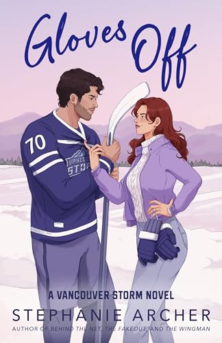 A man in a hockey jersey and a woman standing in a snowy landscape.