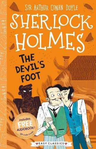 Book cover for Sherlock Holmes: The Devil's Foot featuring cartoon illustrations of two men.