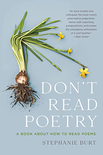 Book cover with plant illustration and large text: "DON'T READ POETRY".