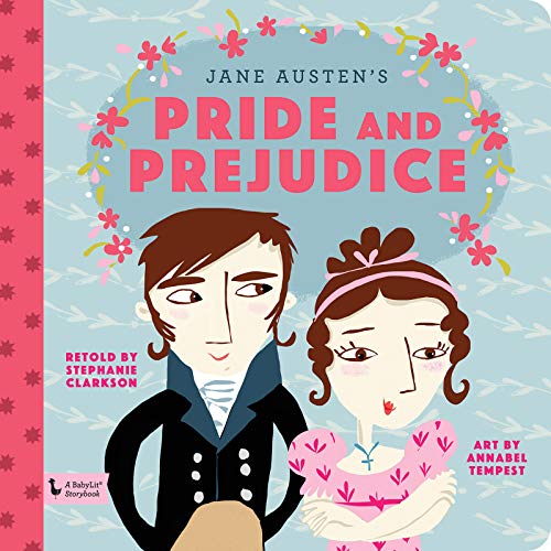 Pride and Prejudice" Babylit book cover with illustrated characters.