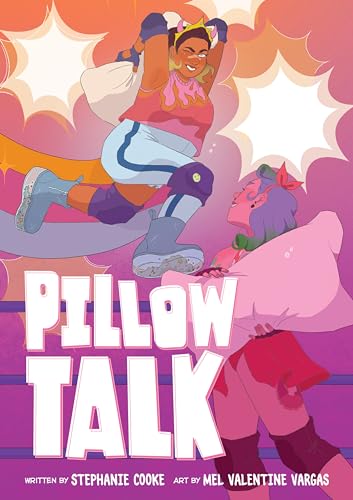 Two characters in a wrestling ring have a pillow fight in this comic cover.
