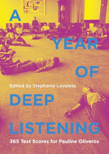 Book cover: people relaxing on a yellow carpet, text “A Year of Deep Listening”.